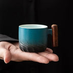 Set of 3 - Vintage Espresso Cups With Wooden Handle