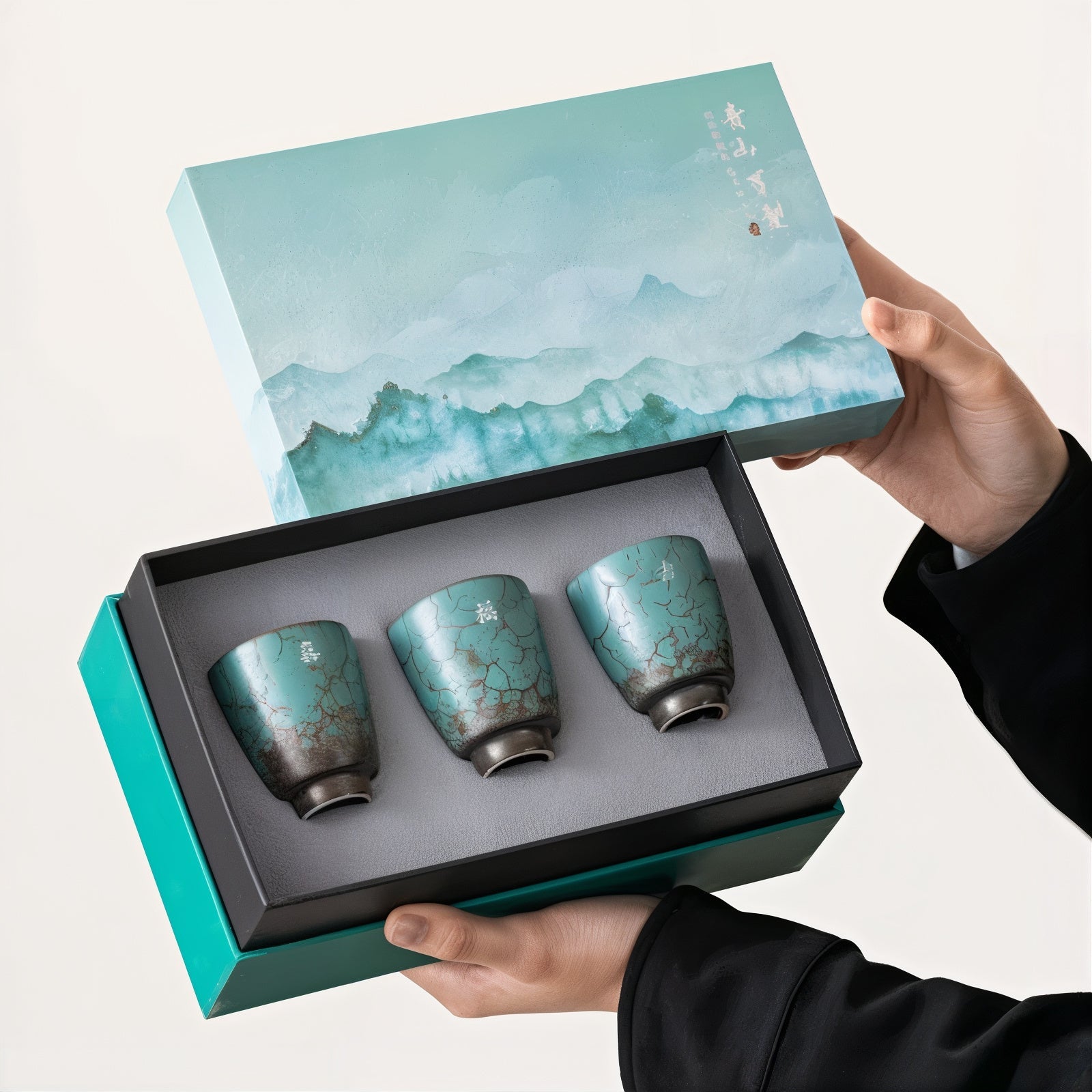 Rustic Blue 3 Piece Handmade Espresso Coffee Cup Gift Set