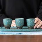 Rustic Blue 3 Piece Handmade Espresso Coffee Cup Gift Set