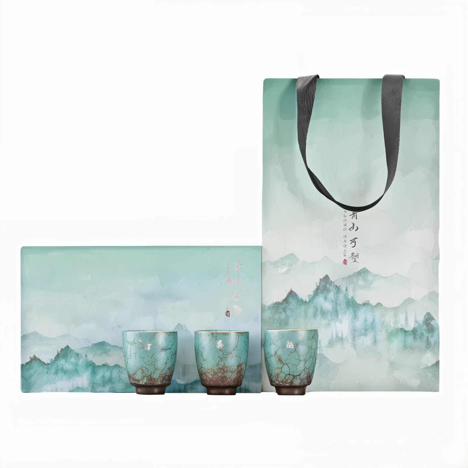 Rustic Blue 3 Piece Handmade Espresso Coffee Cup Gift Set