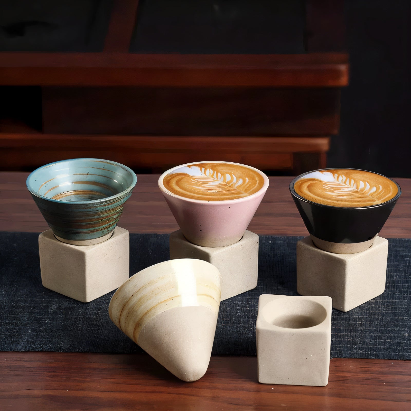 Vintage Cone Shaped Espresso Cups With Holder