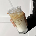 Travel Glass Tumbler Cup With Straw