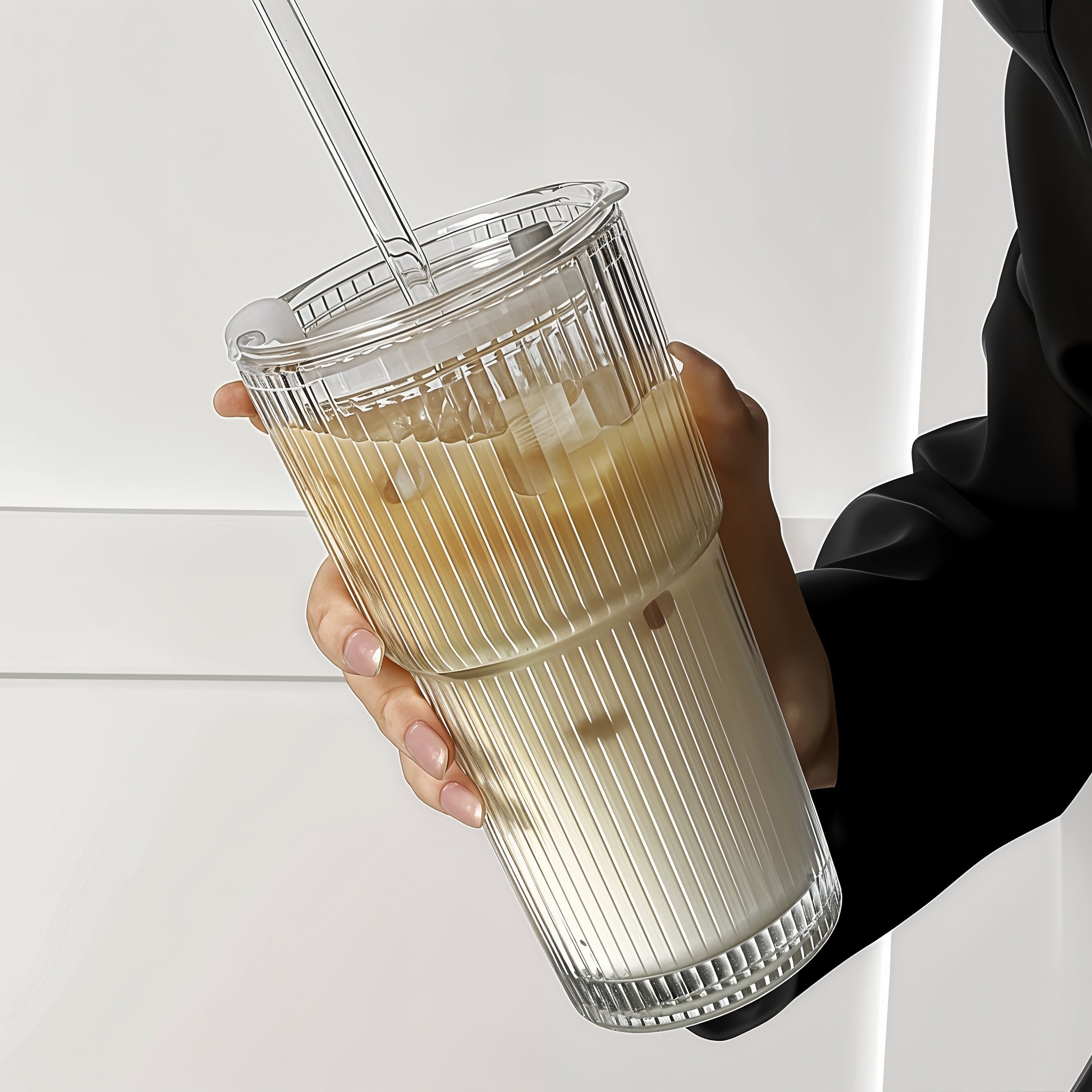 Travel Glass Tumbler Cup With Straw