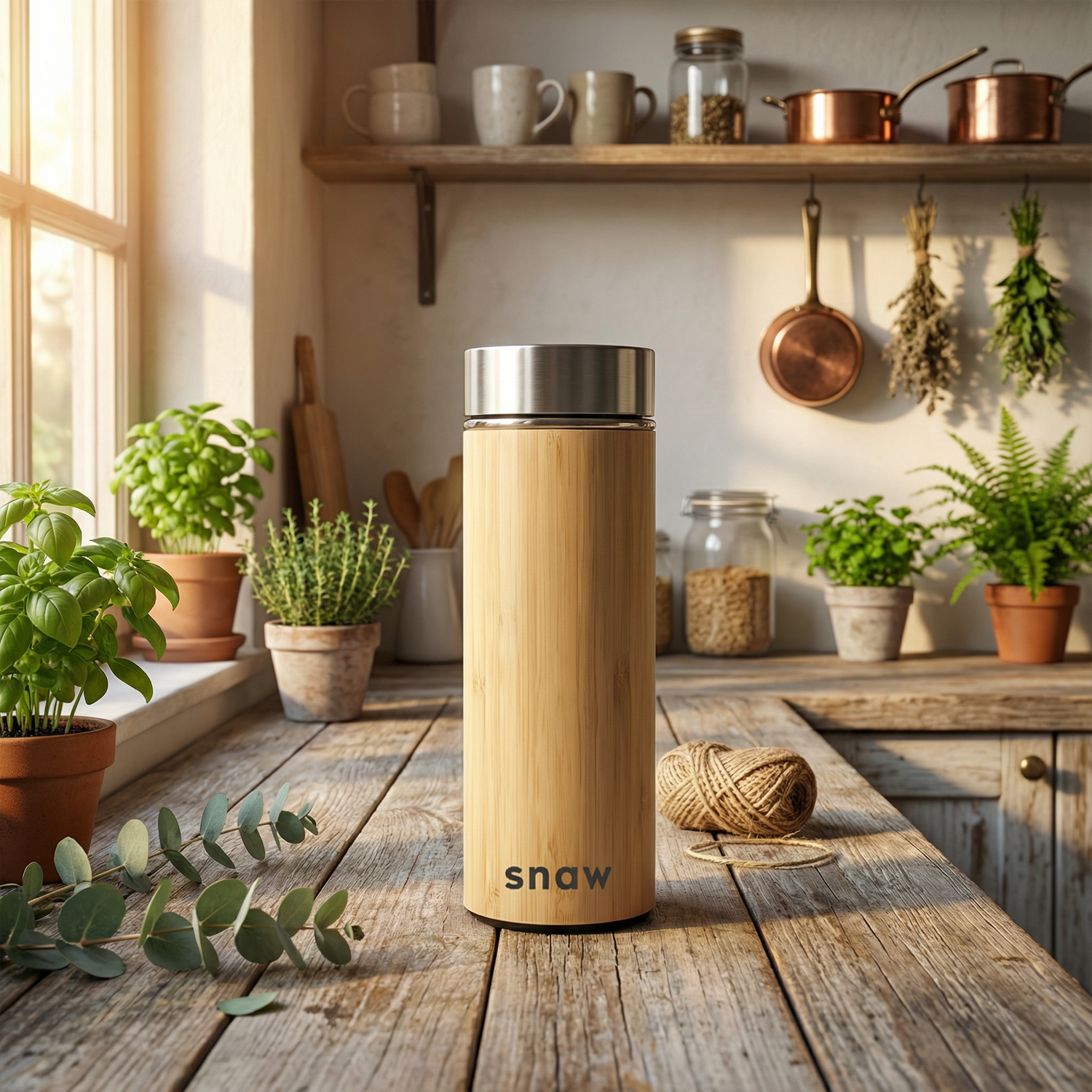 Natural Bamboo Insulated Tall Travel Mug