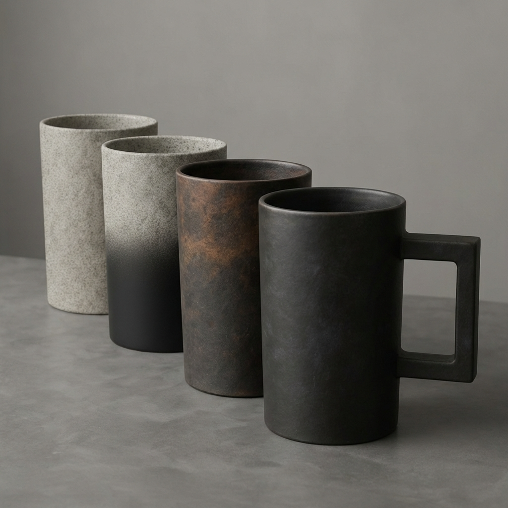 Set Of 4 - Vintage Industrial Coffee Cups