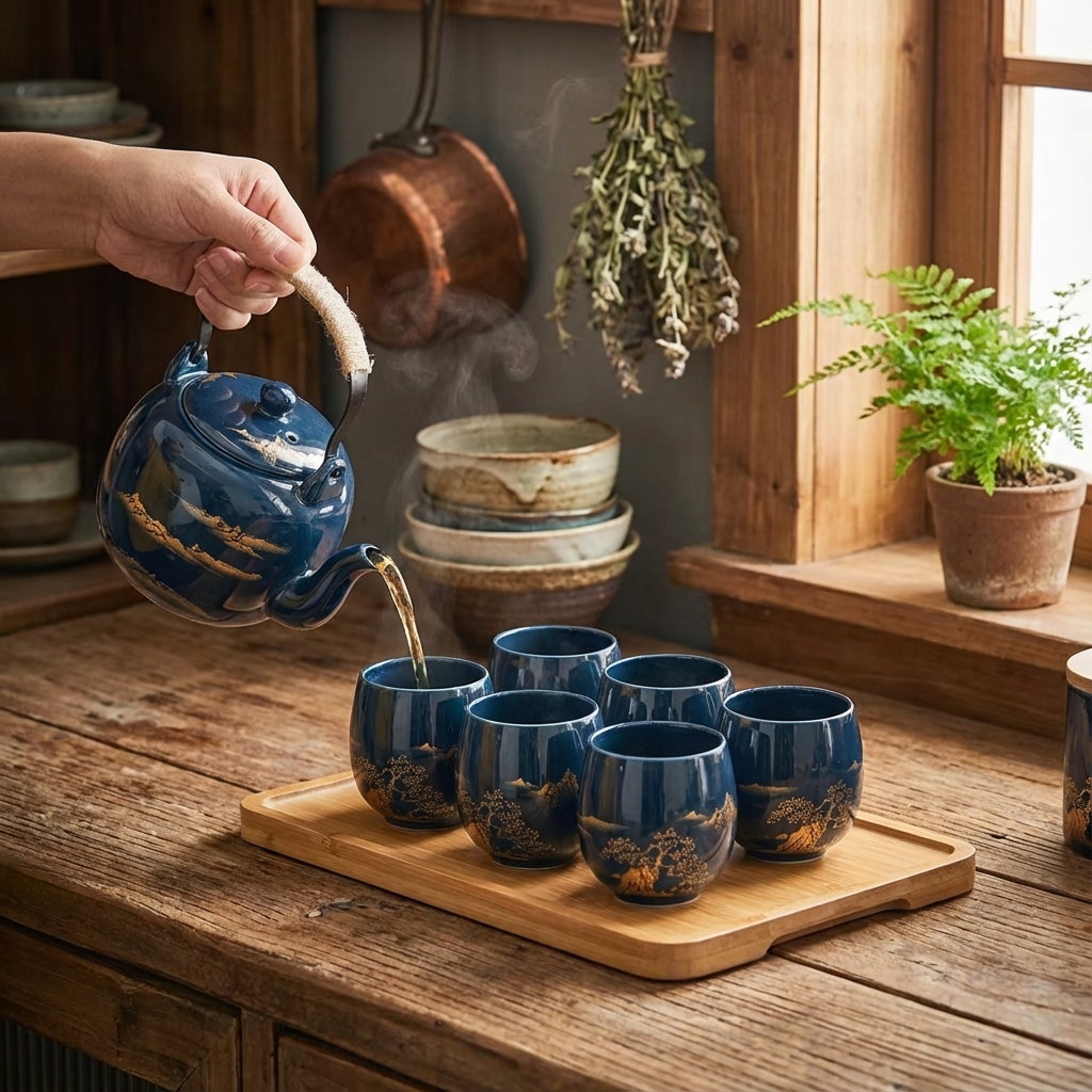 Golden Horizon Ceramic Tea Set