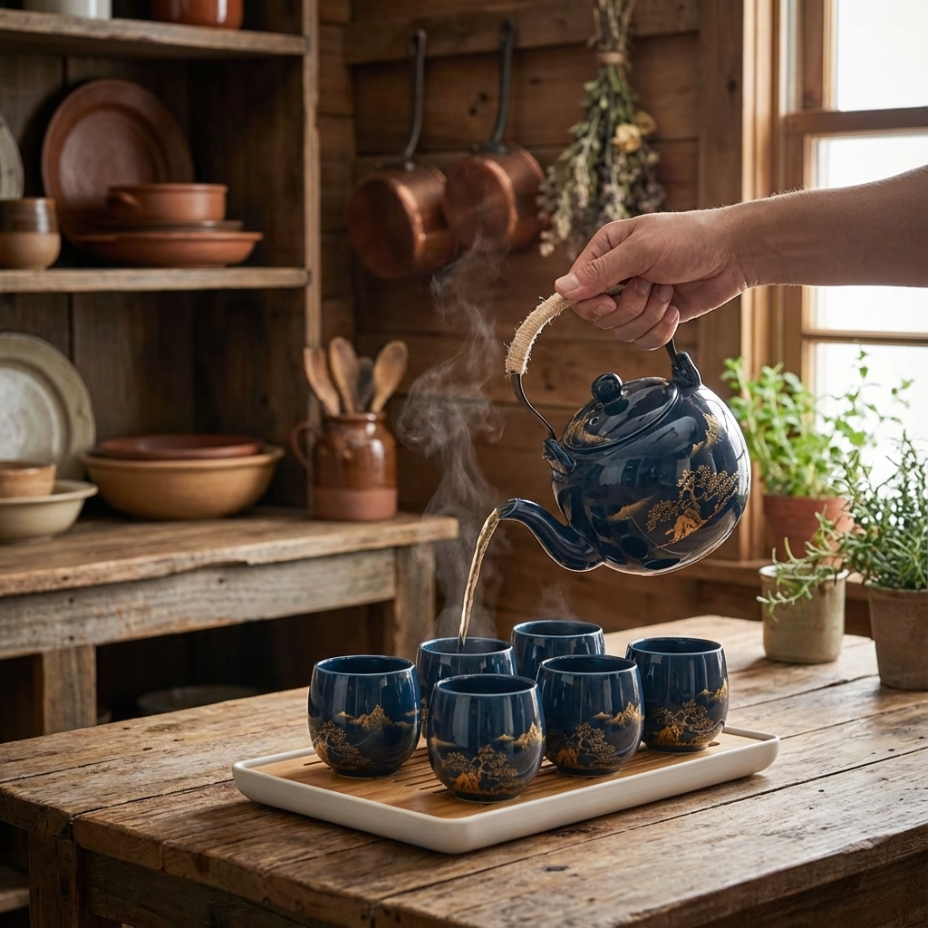 Golden Horizon Ceramic Tea Set