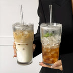 Travel Glass Tumbler Cup With Straw
