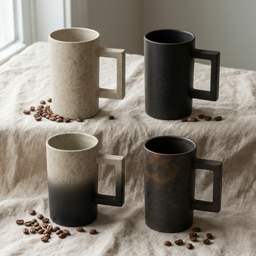 Set Of 4 - Vintage Industrial Coffee Cups