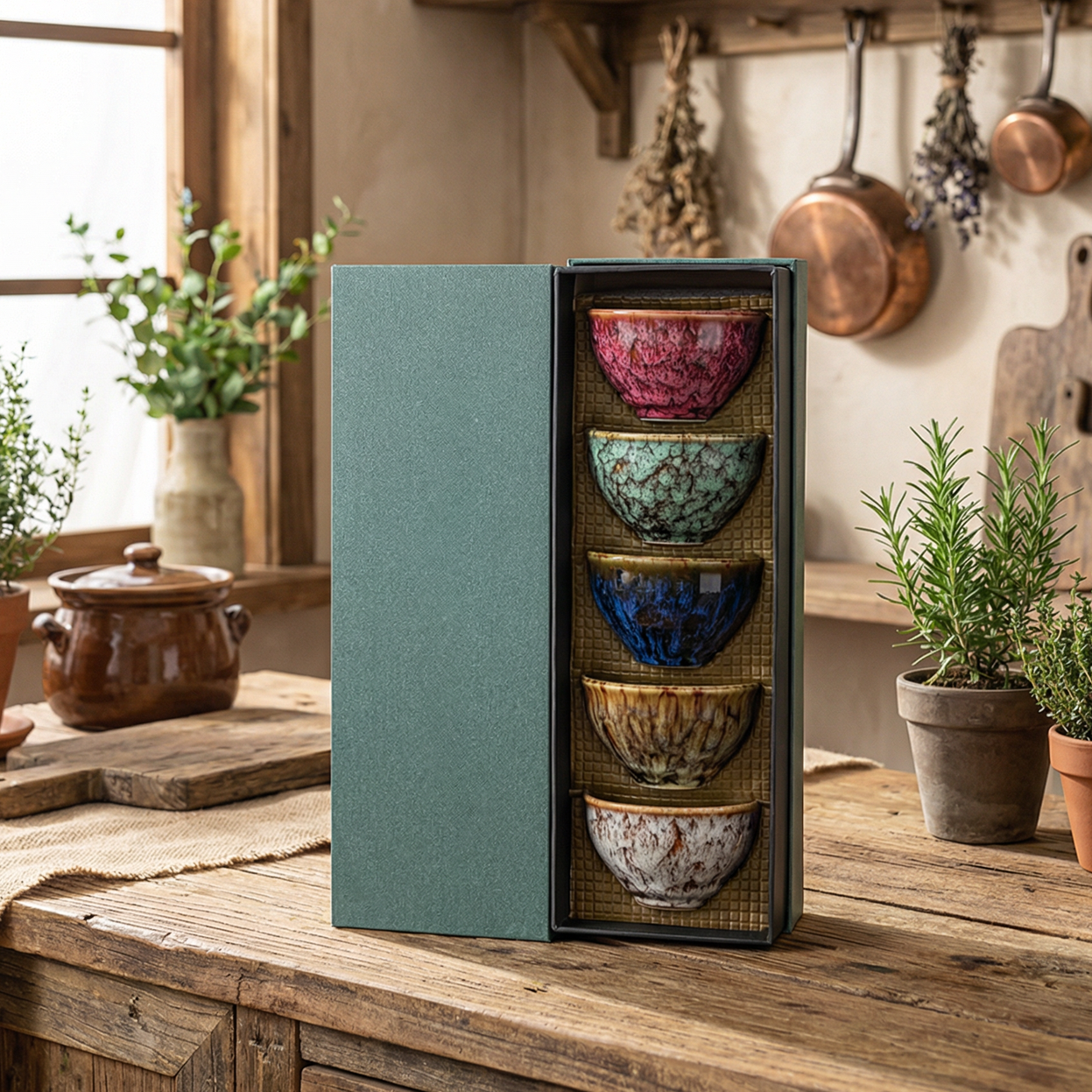 Rainbow Marble Tea Cup Gift Set