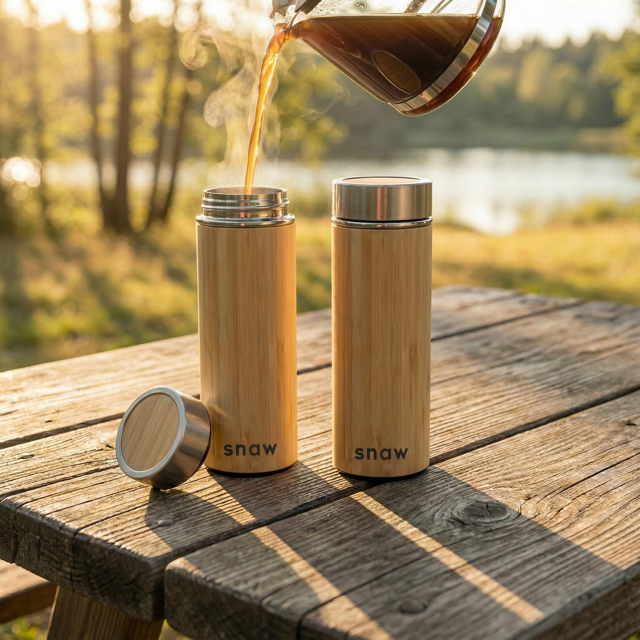 Natural Bamboo Insulated Tall Travel Mug