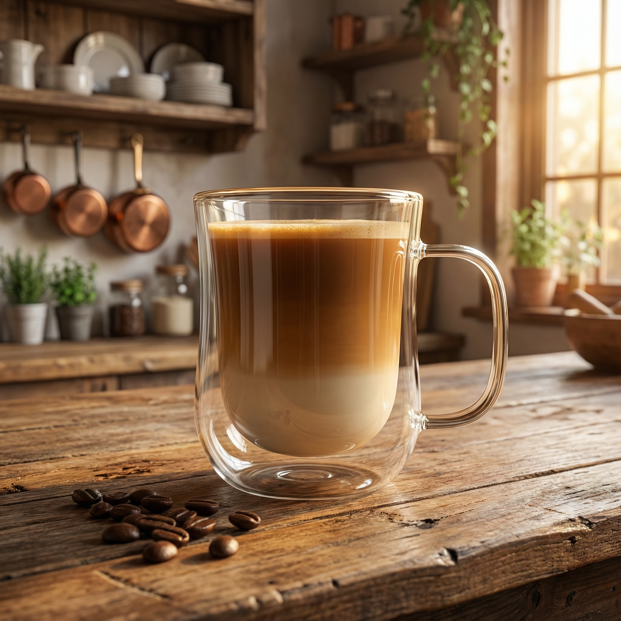 Curved Double Walled Glass Coffee Cups