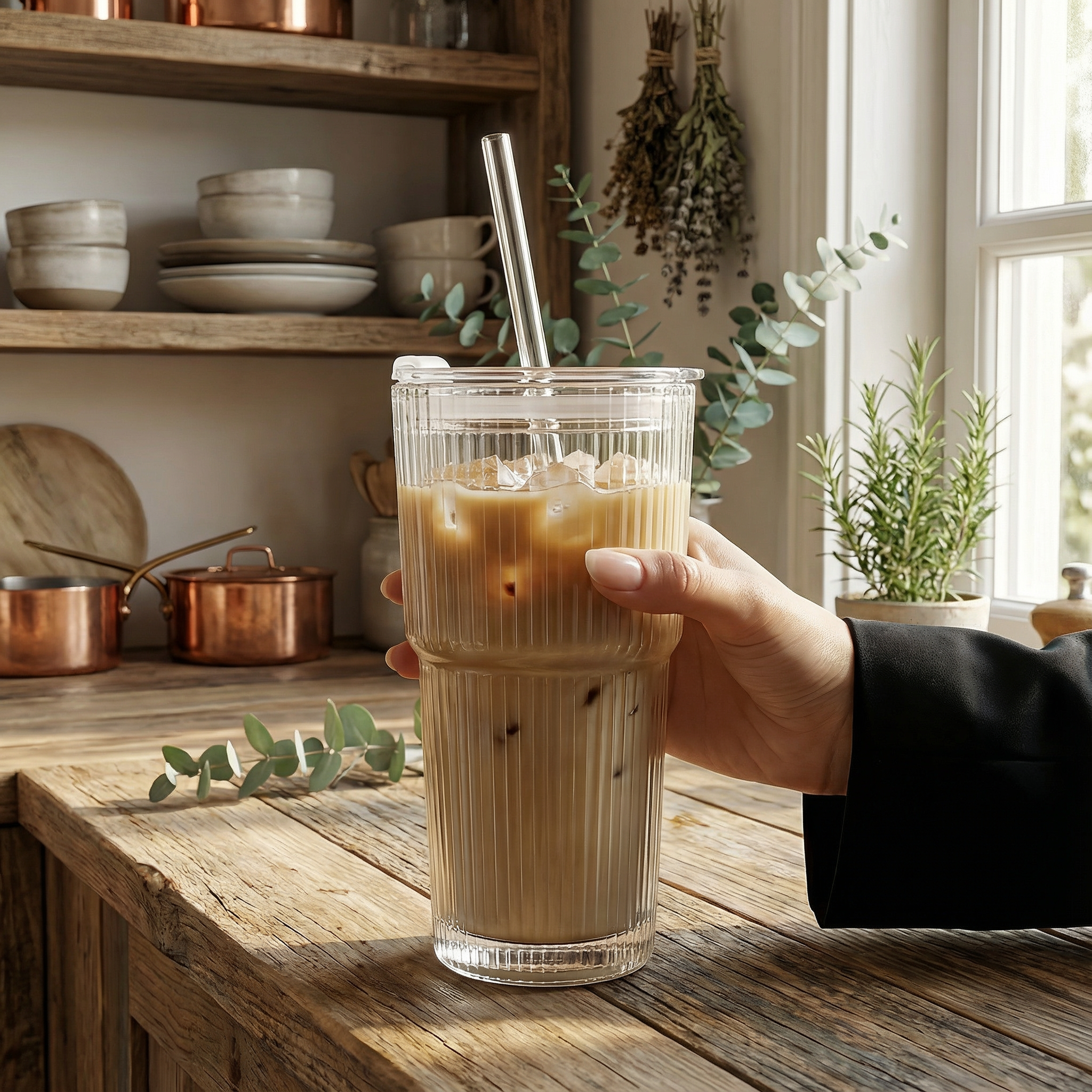 Travel Glass Tumbler Cup With Straw